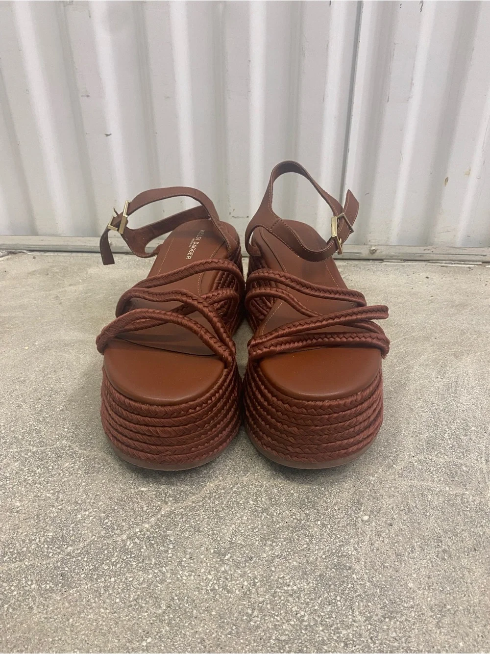 Kelsi Dagger Brown Platform Rope Sandals, Size 9